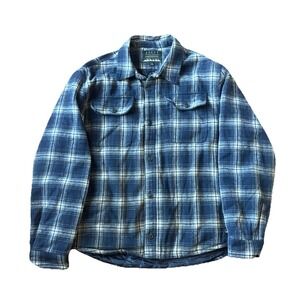 Jachs Shacket Men's New York Wool Blend Plaid Shirt Flannel Jacket Blue XXL
